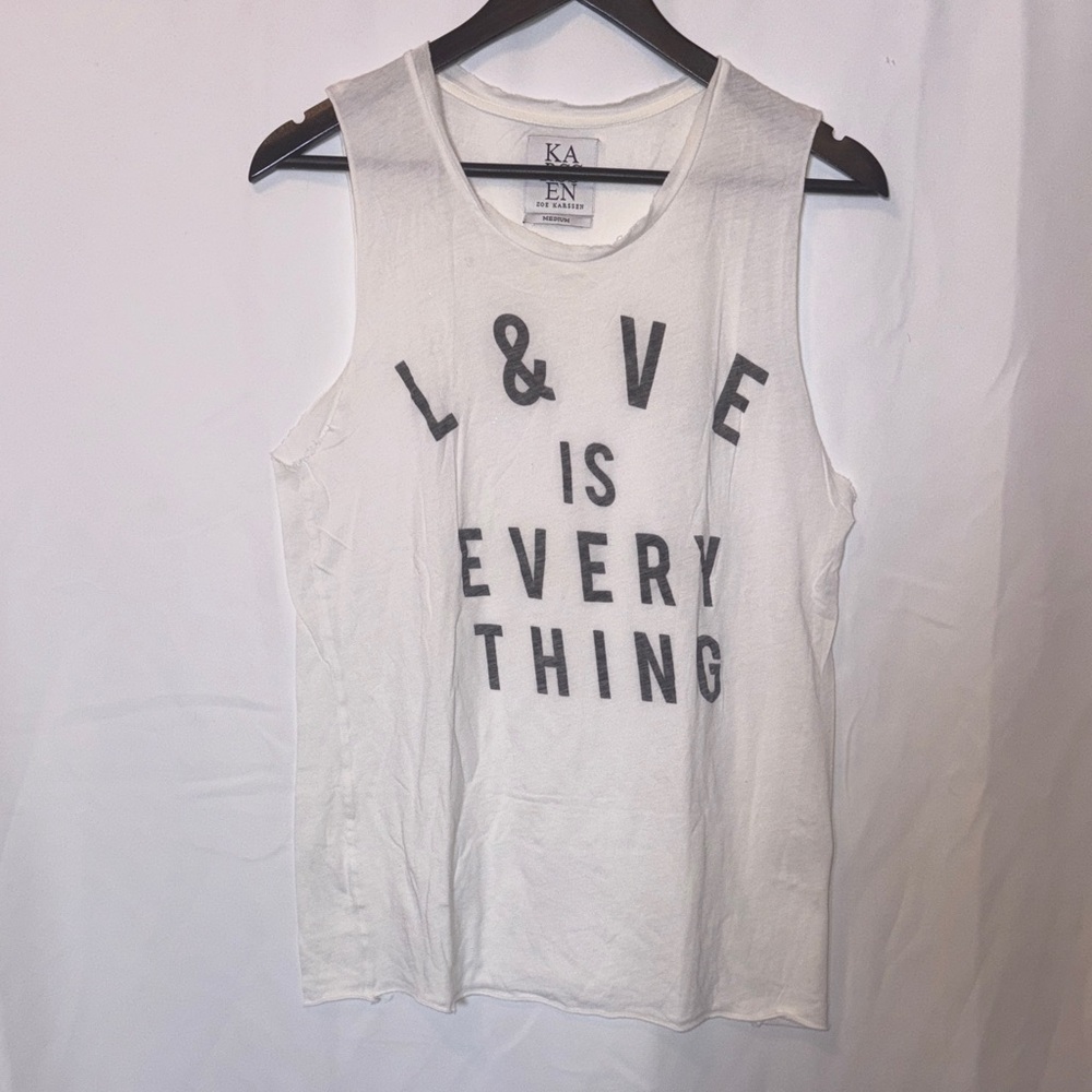 Zoe Karssen Love Is Everything Tank Top Women's Medium White Graphic Tee